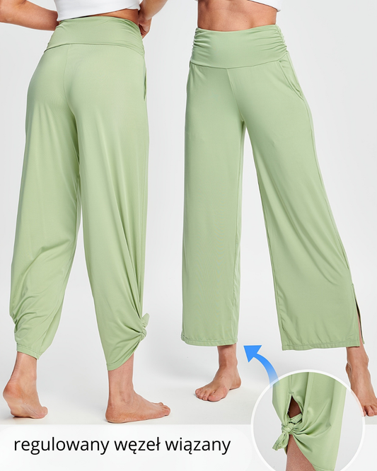 FlexFlow Damskie Spodnie do Jogi – Szerokie Nogawki i Wysoki Stan