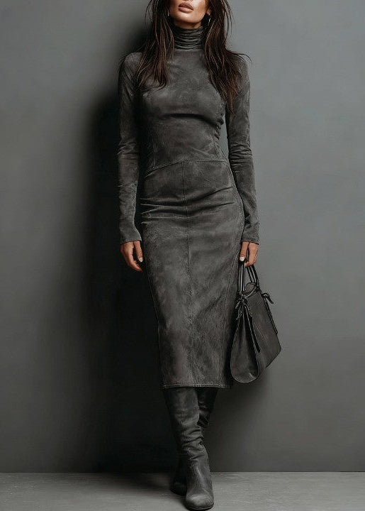 Emma~ Zamszowa Sukienka Midi