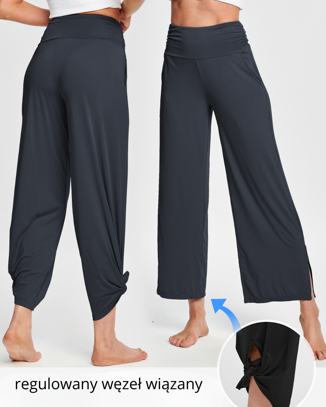 FlexFlow Damskie Spodnie do Jogi – Szerokie Nogawki i Wysoki Stan