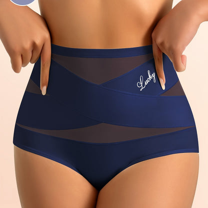Seamless vormende slip voor dames met hoog model, ademend mesh en kruispatroon, voor tummy control en billenlift