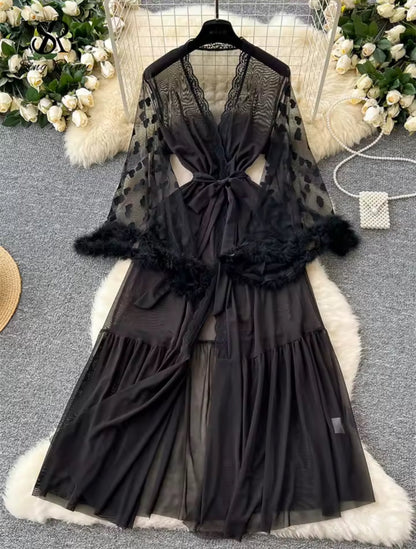 Keira™ | Kimono z Przezroczystej Koronki