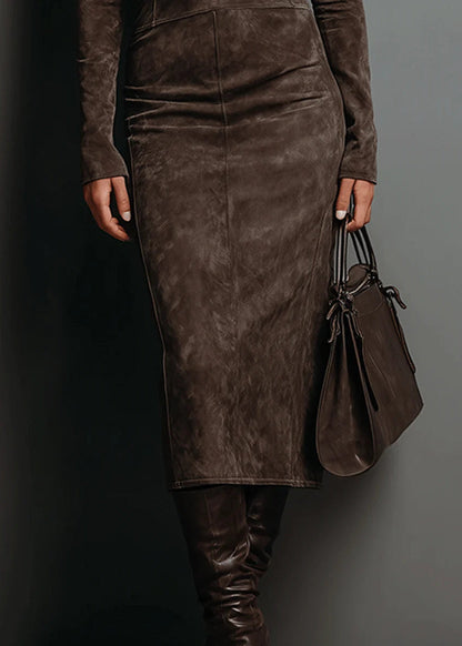 Emma~  Zamszowa Sukienka Midi