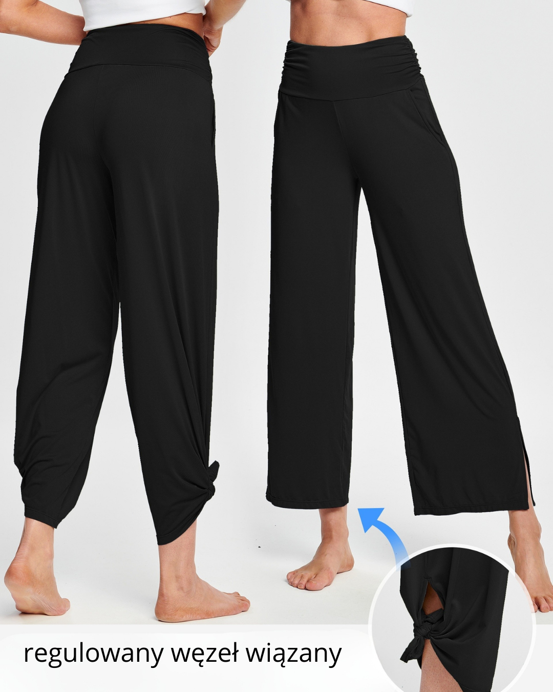 FlexFlow Damskie Spodnie do Jogi – Szerokie Nogawki i Wysoki Stan