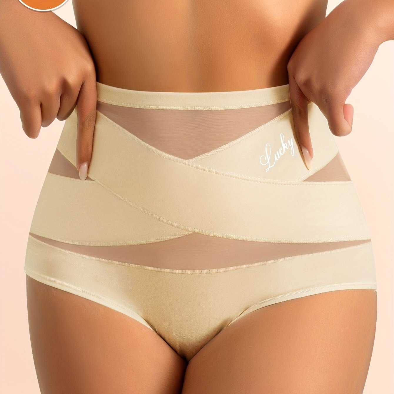 Seamless vormende slip voor dames met hoog model, ademend mesh en kruispatroon, voor tummy control en billenlift