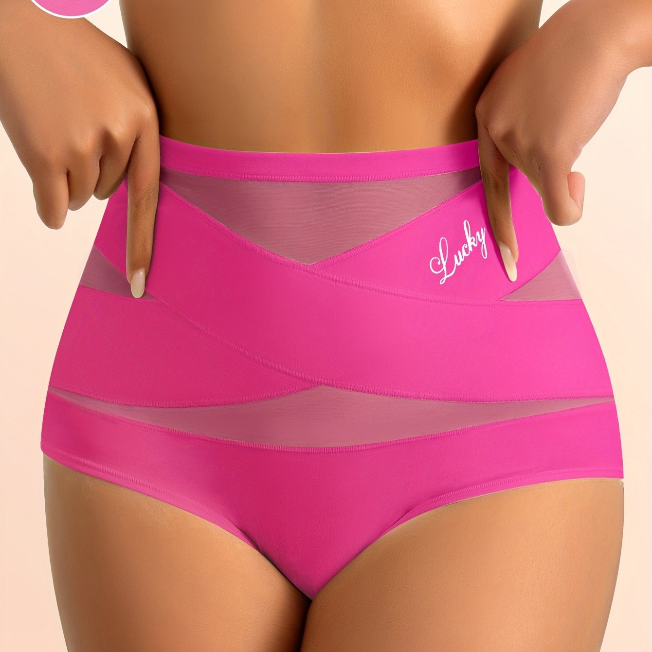 Seamless vormende slip voor dames met hoog model, ademend mesh en kruispatroon, voor tummy control en billenlift