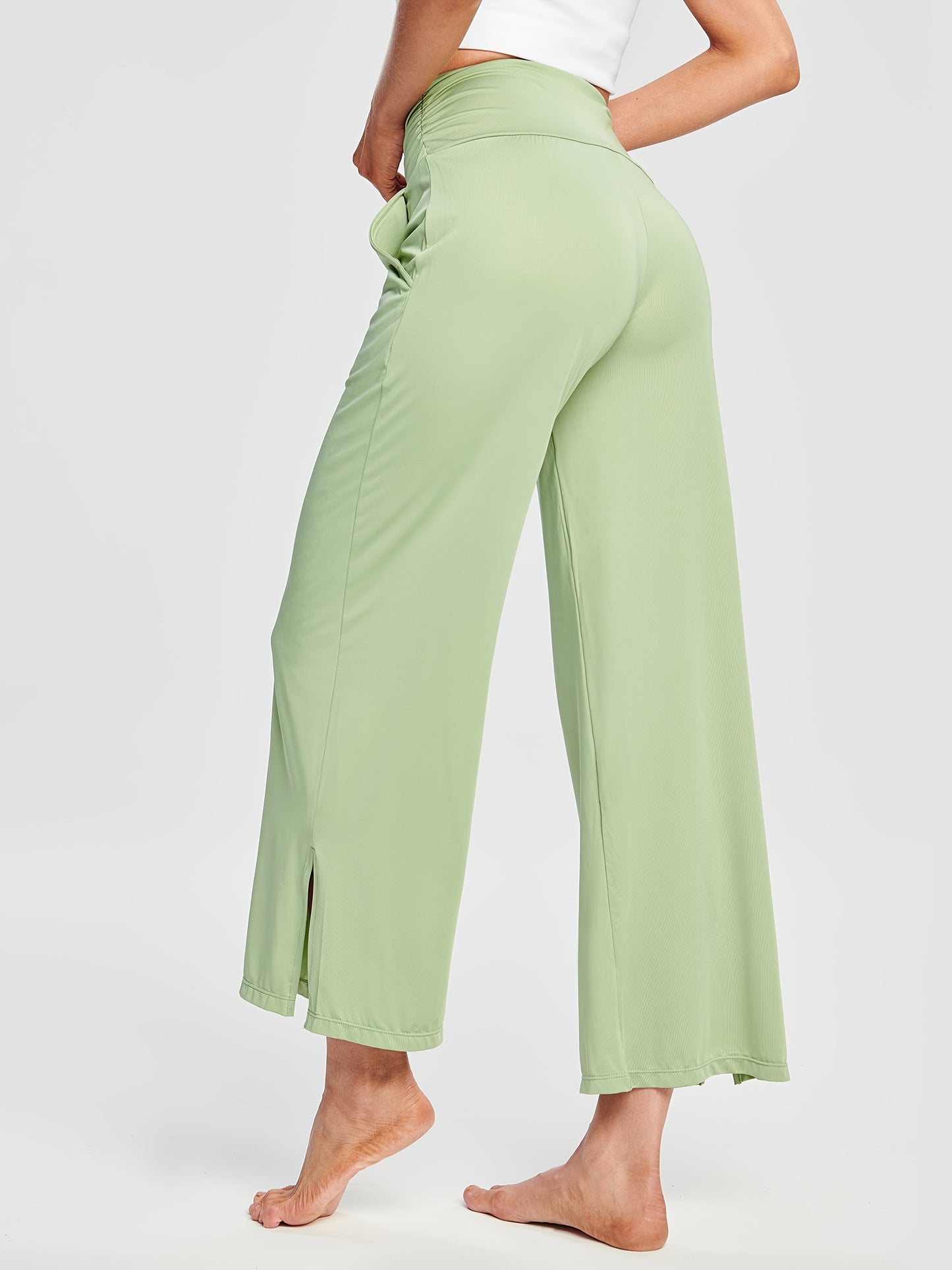 FlexFlow Damskie Spodnie do Jogi – Szerokie Nogawki i Wysoki Stan