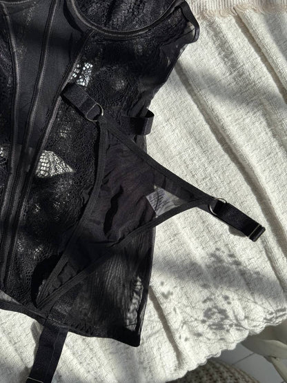 Dominika™ | Czarna Satynowa Koszula Nocna Mirage