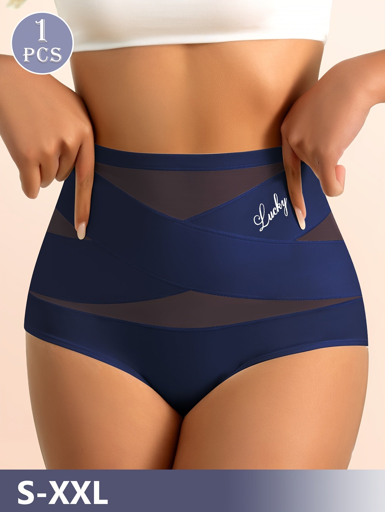Seamless vormende slip voor dames met hoog model, ademend mesh en kruispatroon, voor tummy control en billenlift