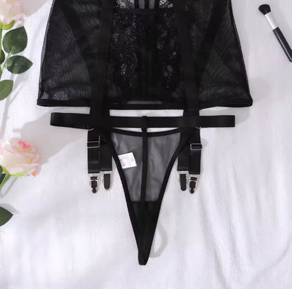 Dominika™ | Czarna Satynowa Koszula Nocna Mirage