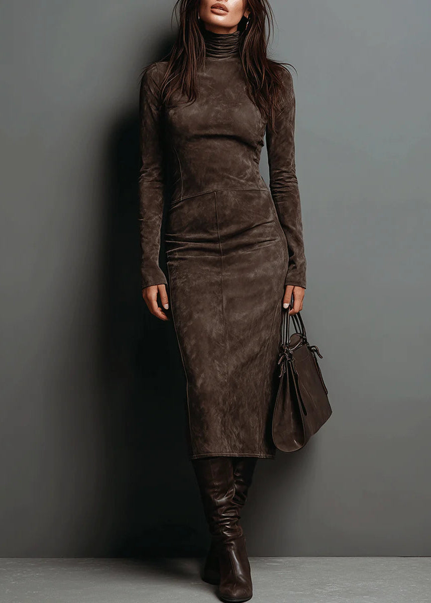 Emma~  Zamszowa Sukienka Midi