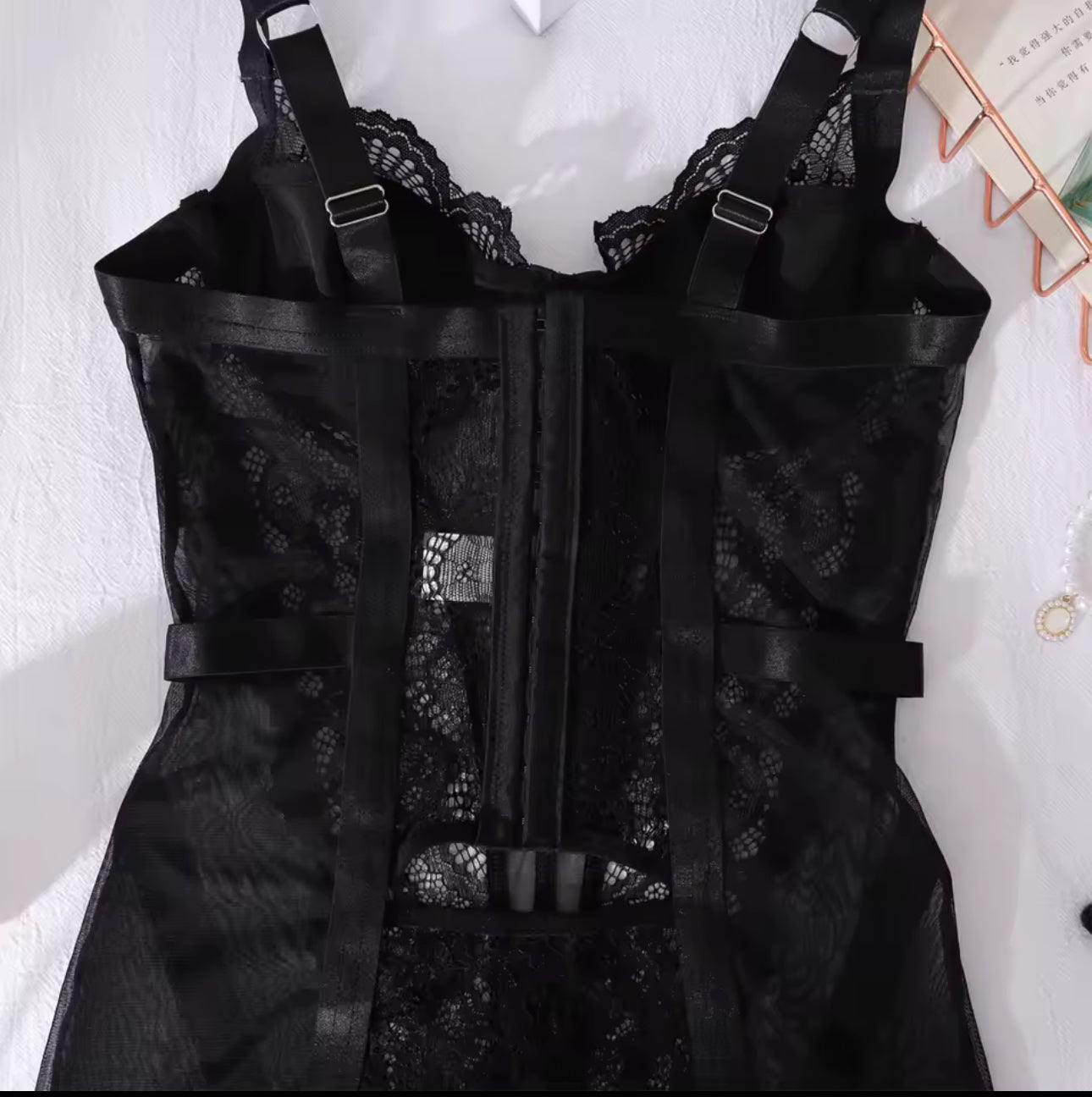 Dominika™ | Czarna Satynowa Koszula Nocna Mirage