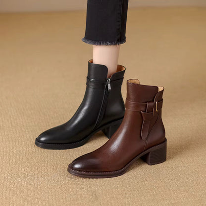 Helena | Skórzane Eleganckie Botki Damskie