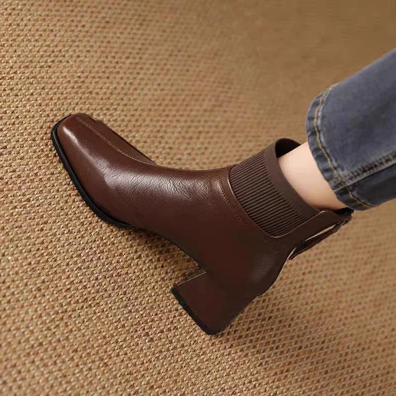 Klaudia | Eleganckie Botki Zimowe na Chunky Obcasie