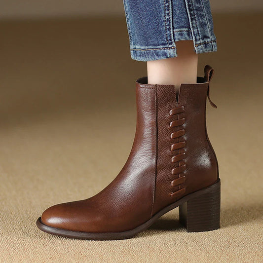 Janina | Skórzane Ręcznie Robione Botki Damskie