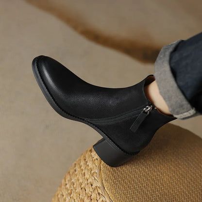 Jagoda | Skórzane Eleganckie Botki Damskie