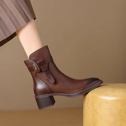 Helena | Skórzane Eleganckie Botki Damskie