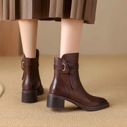 Helena | Skórzane Eleganckie Botki Damskie