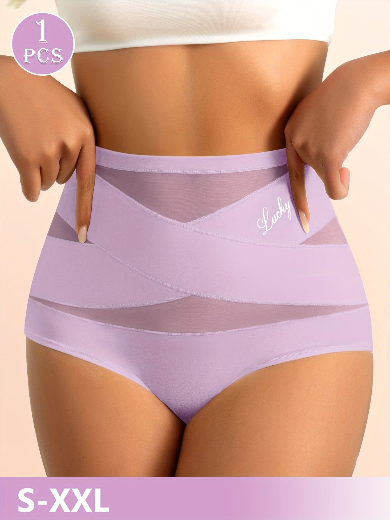 Seamless vormende slip voor dames met hoog model, ademend mesh en kruispatroon, voor tummy control en billenlift