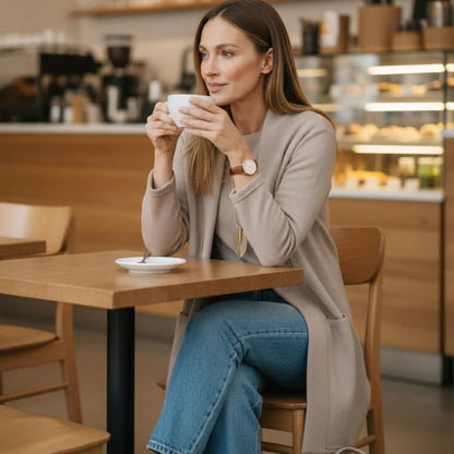 ⏳Specjalna oferta ograniczona czasowo⏰Elegancki 3-częściowy komplet zawierający długi kardigan, top i spodnie💞