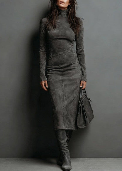 Emma~  Zamszowa Sukienka Midi